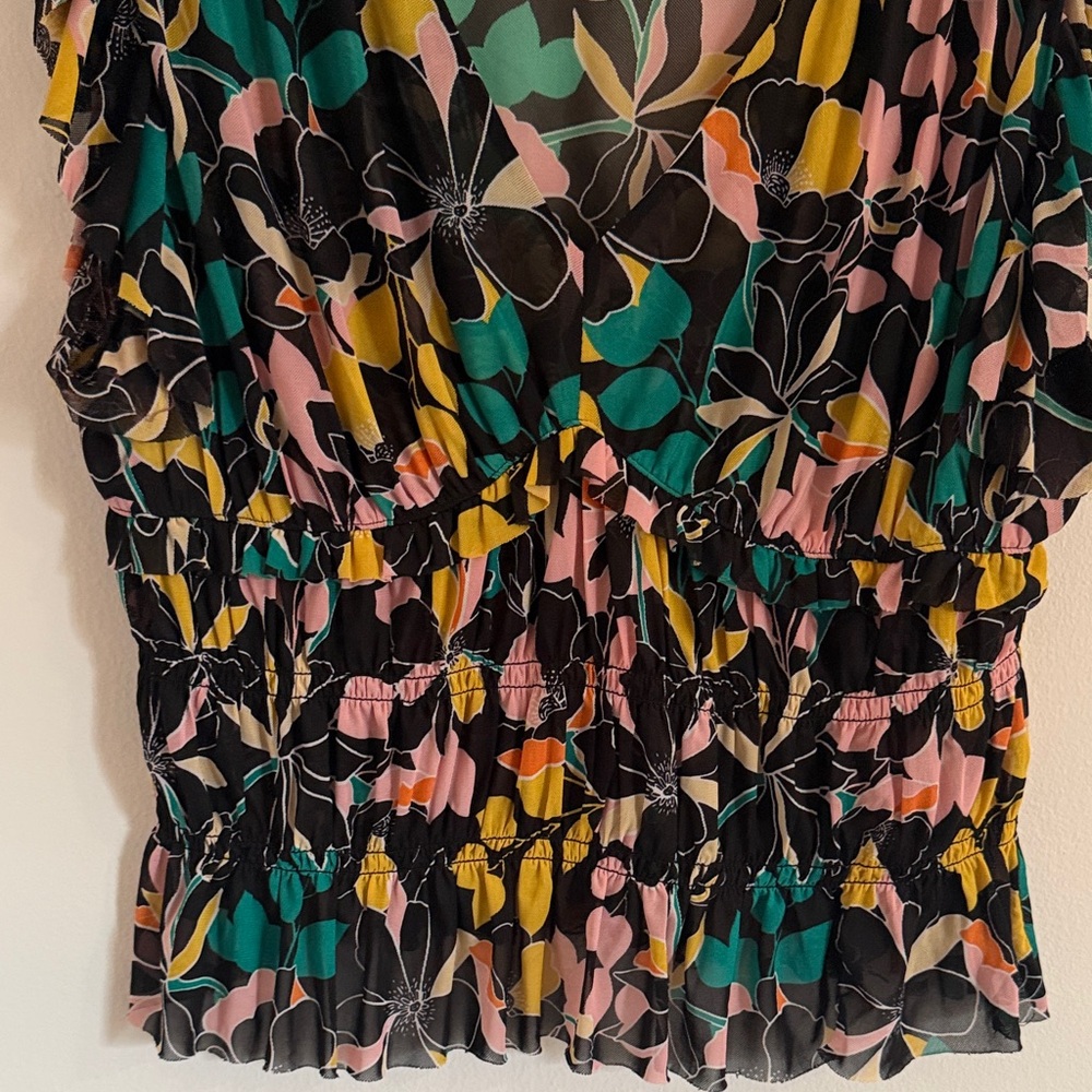 Bar III Multicolor Floral Ruffle Blouse - Picture 3 of 3
